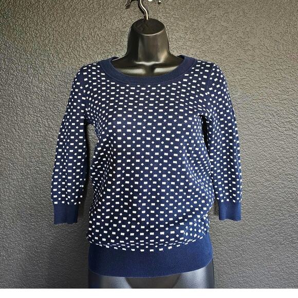 J.CREW Charley Sweater Double Knot Dash Dot 3/4 Sleeve XXS - Picture 1 of 8